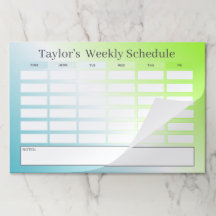 Programa escolar de degradado verde azul moderno