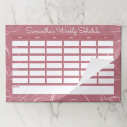 Bloc De Hojas Programa Escolar Semanal de Oro Girly Rosa