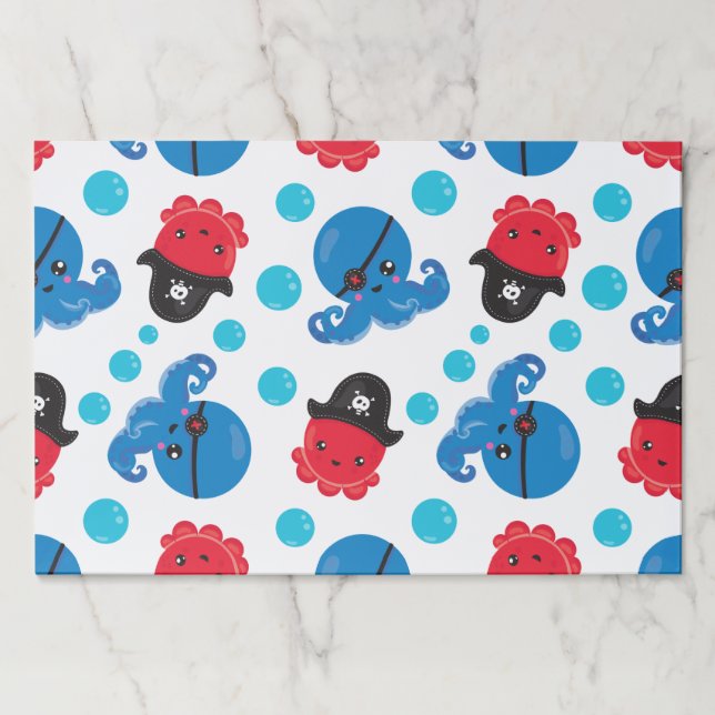 Bloc De Hojas Pulpo pirata, patrón de pulpo, animales marinos (Anverso)