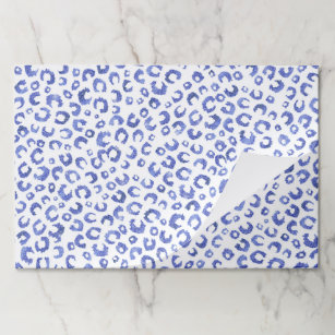 Bloc De Hojas Purpurina azul blanco leopardo impresión animal