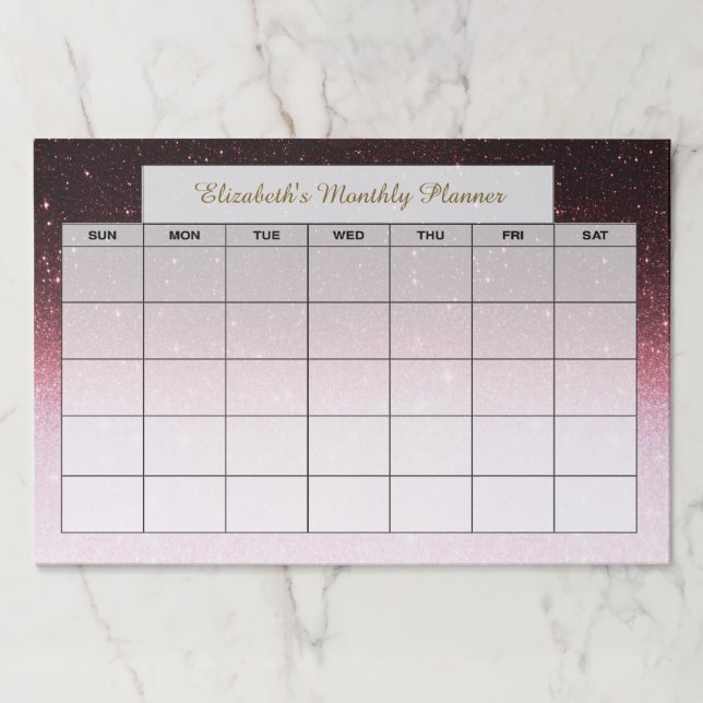 Bloc De Hojas purpurina de oro Rosa Hombre personalizado planifi (Anverso)