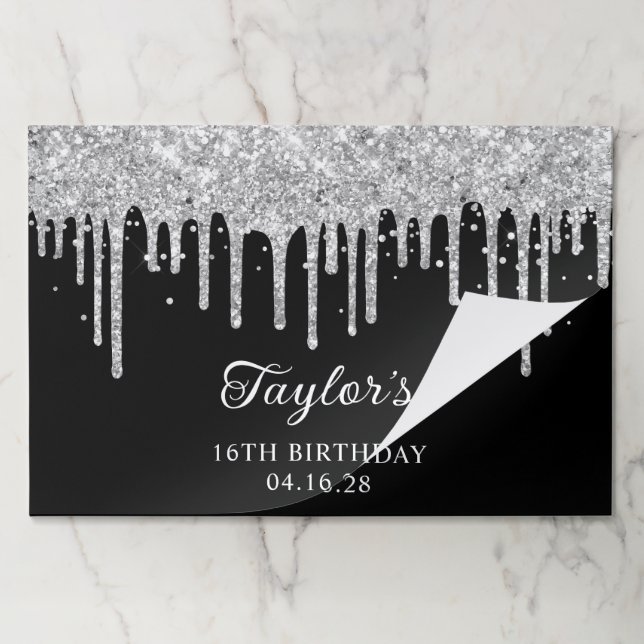 Bloc De Hojas Purpurina de plata espumosa toma 16º cumpleaños