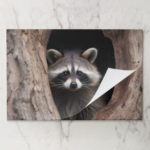Bloc De Hojas Racoon en la cueva del árbol