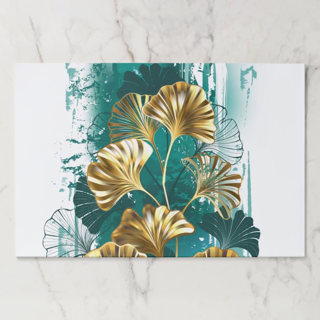 Bloc De Hojas Rama con hojas doradas Ginko Biloba (Anverso)