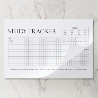 Bloc De Hojas Rastreador de estudios | Meses | 31 días | Tema |