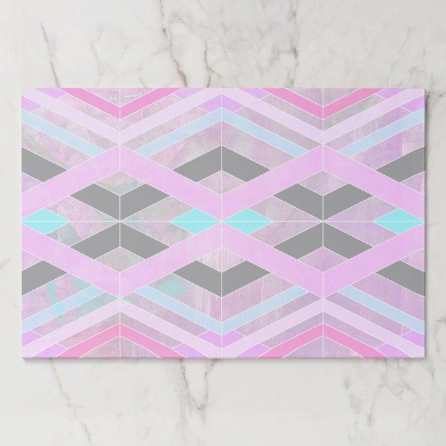 Bloc De Hojas Rayas de cruce geométrico morado rosa y Aqua (Anverso)