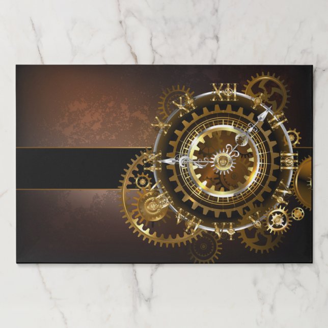 Bloc De Hojas Reloj de vapor con engranajes antiguos (Anverso)