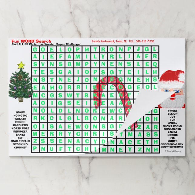 Bloc De Hojas Restaurante Niños 25 Word Búsqueda de diversión Ac (Plegada)
