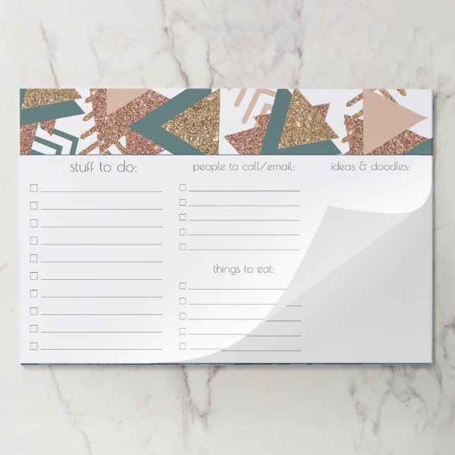 Bloc De Hojas Resumen retro de los años 80 | Paleta verde y dora (Plegada)