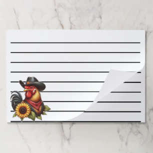 Bloc De Hojas Rooster colorido en Gorra Cowboy con girasol