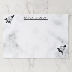 Bloc De Hojas Rosas blancas y hojas negras