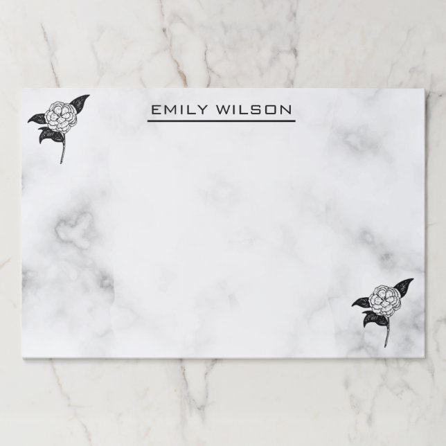 Bloc De Hojas Rosas blancas y hojas negras (Anverso)