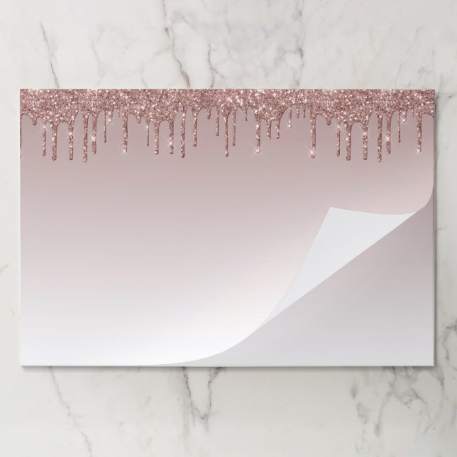 Bloc De Hojas Rose Gold Glitter Liquid Drips (Plegada)