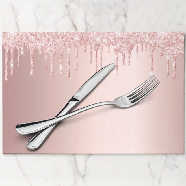 Bloc De Hojas Rose gold pink glitter girly paper placemat (Subido por el creador)
