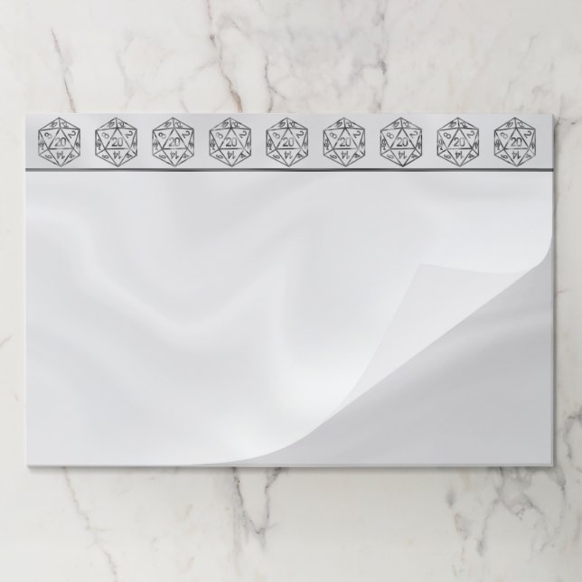 Bloc De Hojas RPG Dice | Fantasy Tabletop PnP Gamer Branding (Plegada)