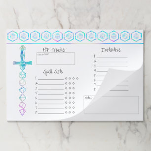 Bloc De Hojas RPG Dice   Holo Fantasy Tabletop Gamer Sesión