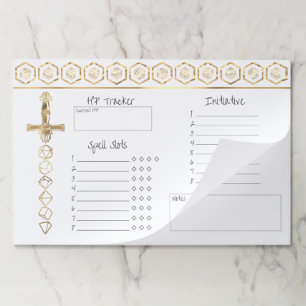 Bloc De Hojas RPG Dice Sesión de jugador de PnP con mesa de fa