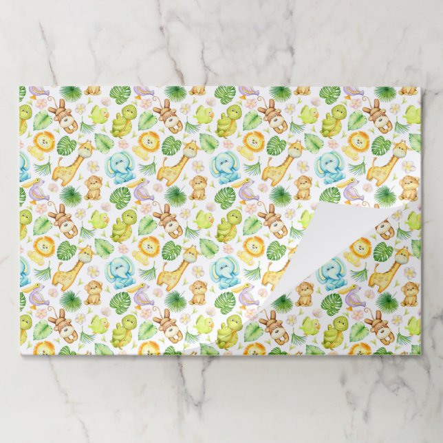 Bloc De Hojas Safari Animales Birthday Baby Shower Paper Placema (Plegada)