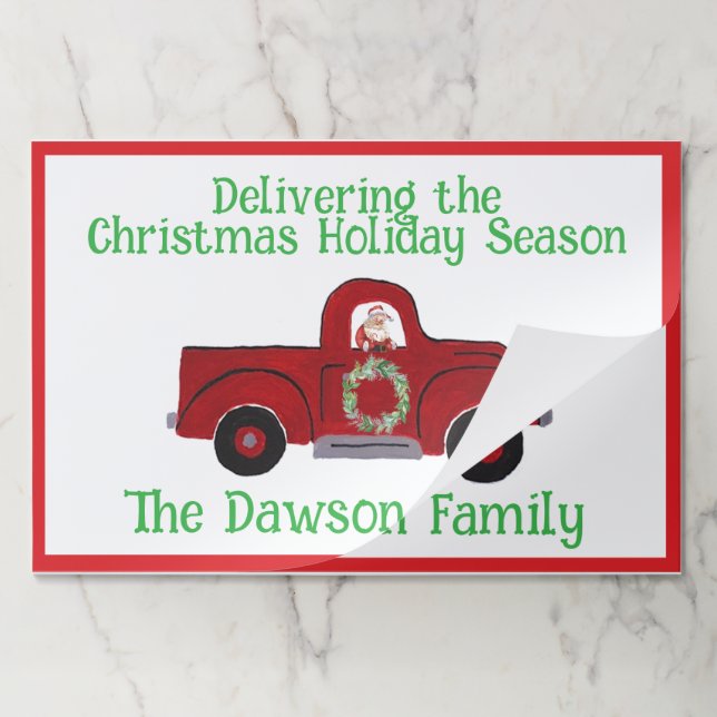 Bloc De Hojas Santa Vintage Hand painted Red Truck Xmas Placemat (Plegada)