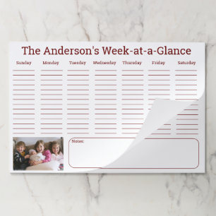 Bloc De Hojas Semana familiar personalizada