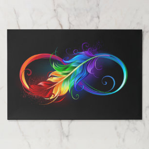 Bloc De Hojas Símbolo infinito con plumas arcoiris
