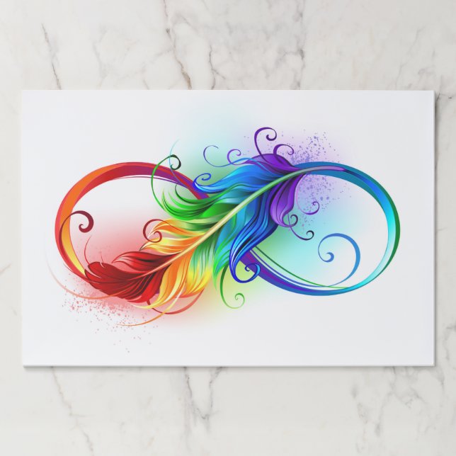 Bloc De Hojas Símbolo infinito con plumas arcoiris (Anverso)