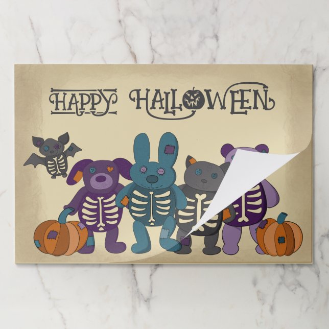 Bloc De Hojas Skeleton Animales Calabazas Papel de Halloween Pla (Plegada)