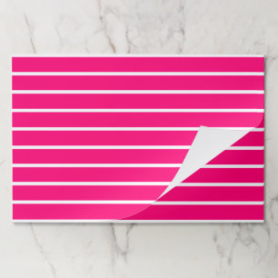 Bloc De Hojas Stripes hot pink fuchsia White paper Placemats
