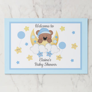 Bloc De Hojas Teddy Bear Moon Stars Baby Boy Shower Place Mates