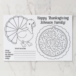 Bloc De Hojas Thanksgiving Activity Placemat