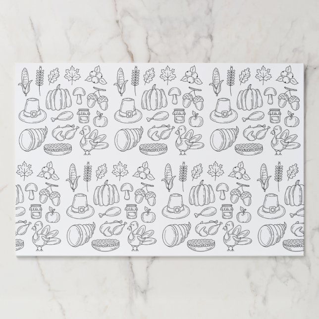 Bloc De Hojas Thanksgiving You Color Paper Placemats (Anverso)