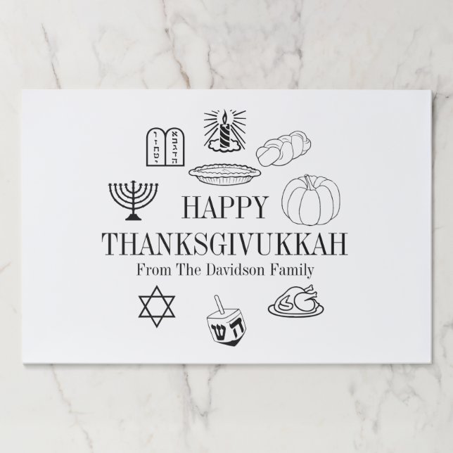 Bloc De Hojas Thanksgivukkah Acción de Gracias Hanukkah placemat (Anverso)