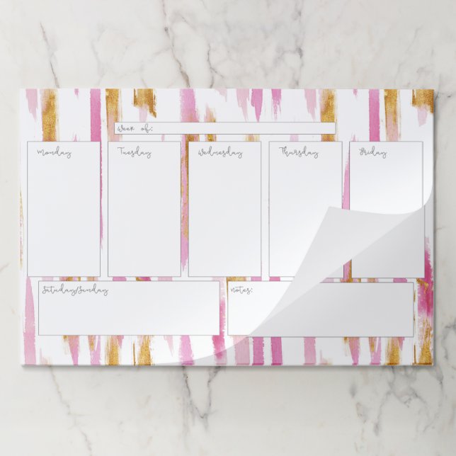 Bloc De Hojas Tiras de pintura rosa y dorada (Plegada)