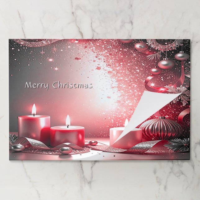 Bloc De Hojas Velas rojas Navidades decorativos languidecen (Plegada)