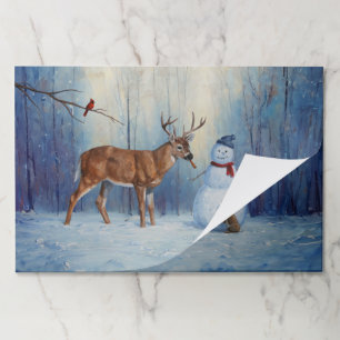 Bloc De Hojas Venado y feliz invierno de Snowman