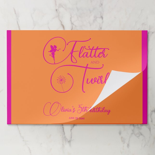 Bloc De Hojas Verano Neon Pink Fairy Birthday 25 Placemat de pap (Plegada)