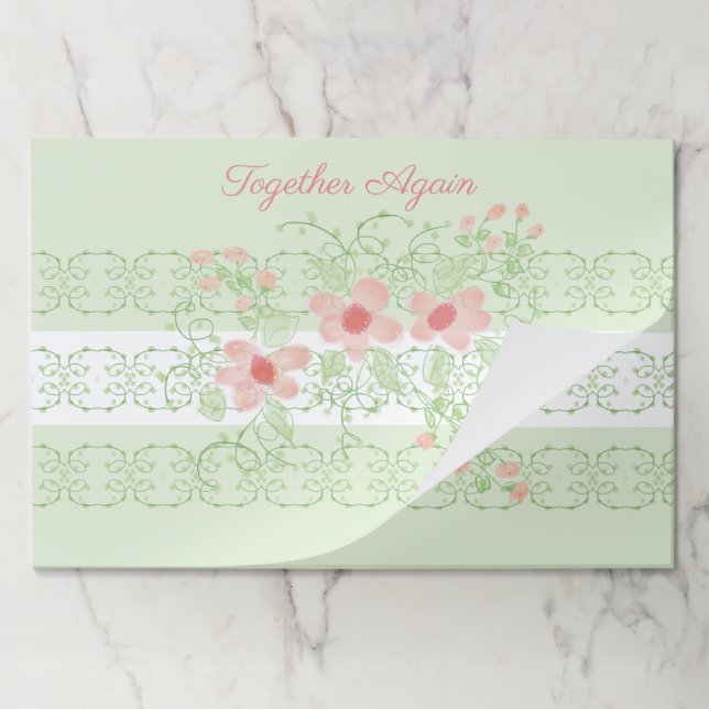 Bloc De Hojas Verde Con Coral Rosa Florido (Plegada)