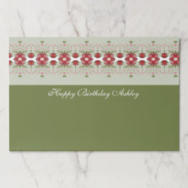 Bloc De Hojas Verde Con Placemat De Papel Floral