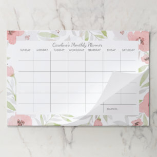 Bloc De Hojas Watercolor Floral Personalizado Escritorio Pad Cal