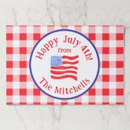 Bloc De Hojas Watercolor July 4th Flag Red Check NAME Placemat