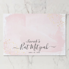 Bloc De Hojas Watercolor Rosa x Gold Bat Mitzvah Placemat