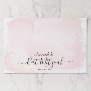 Bloc De Hojas Watercolor Rosa x Gold Bat Mitzvah Placemat