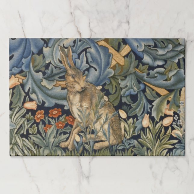 Bloc De Hojas William Morris Forest Rabbit Floral Art Nouveau (Anverso)
