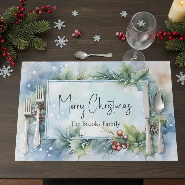 Bloc De Hojas Winter Holly Berries Pine Cones Christmas Placemat (Subido por el creador)