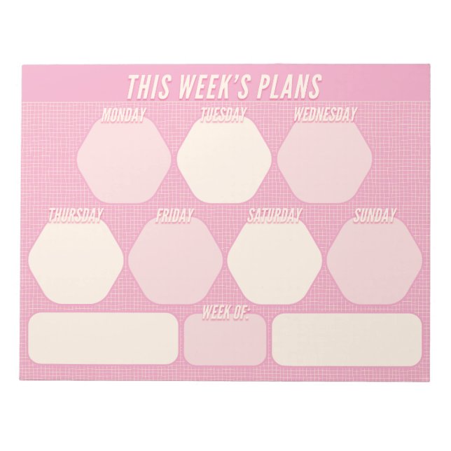 Bloc De Notas 1980s Pink Hand Drawn Grid Planner Weekly (Frente)