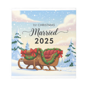 Bloc De Notas 1er Navidad Casados 2025 Nuevo Trineo Nevado Lin