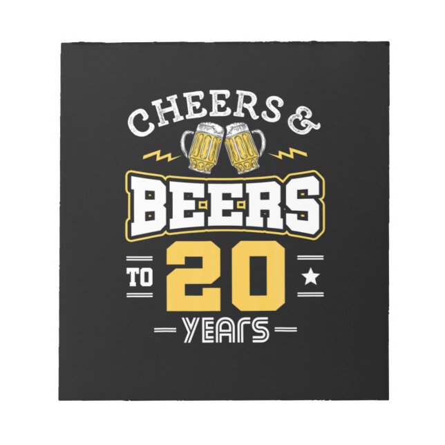 Bloc De Notas 20.º Cumpleaños Saludos Y Cervezas Cumpleaños (Frente)