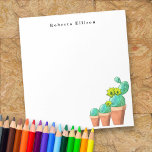 Bloc De Notas 3 Personalizado floral de plantas de cactus potent<br><div class="desc">Si tienes un afecto por el suroeste o conoces a alguien que lo hace, este es un lindo bloc de notas. Gran idea para el regalo del profesor de regreso a la escuela. El diseño incluye tres macetas de paddle cactus, algunas con flores. Personalice el nombre de la plantilla, quite...</div>