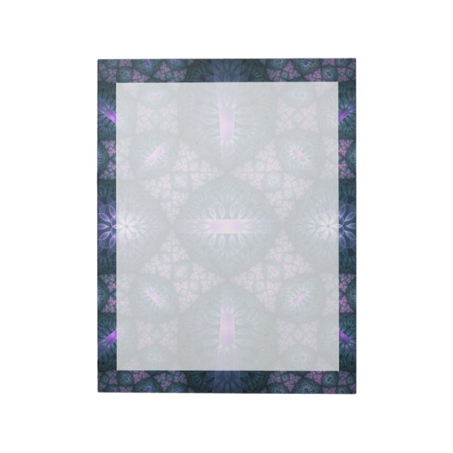 Bloc De Notas 3D Fractal Art Pattern Turquoise Purple Pink (Lado Izquierdo)