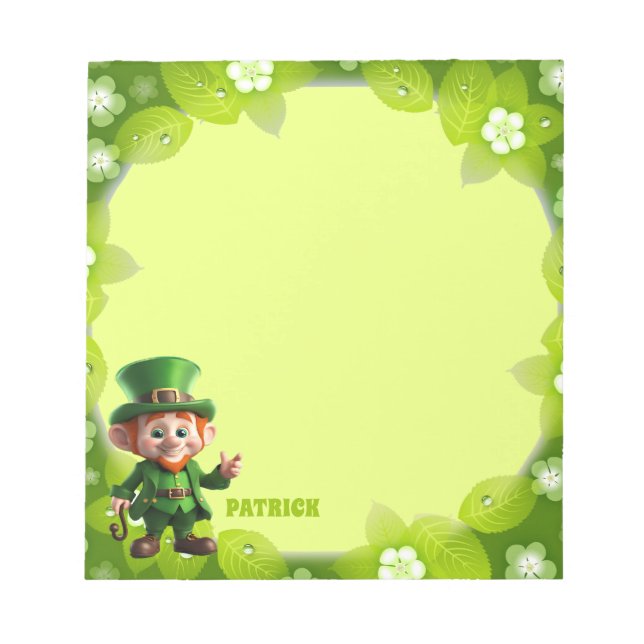 Bloc De Notas 3D Leprechaun St. Patrick's Day Personalized Kids (Frente)